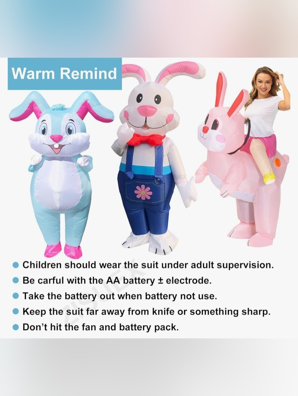 New Adult Inflatable Easter Rabbit Costume - Picture 6 of 8